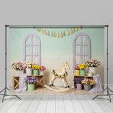 Aperturee - Aperturee Floral Trojan Sweet Fresh Color Cake Smash Backdrop